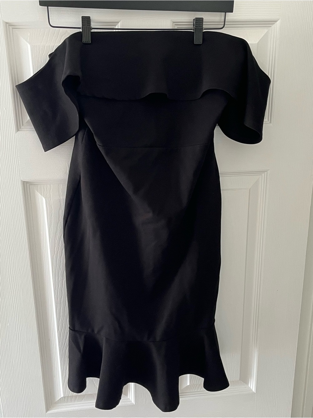 Lulu's Black Off-Shoulder Ruffle Hem Dress